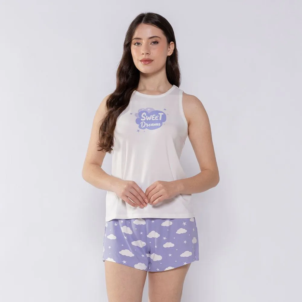 Pijama Feminino Curto Sweet Camila Moretti Off White