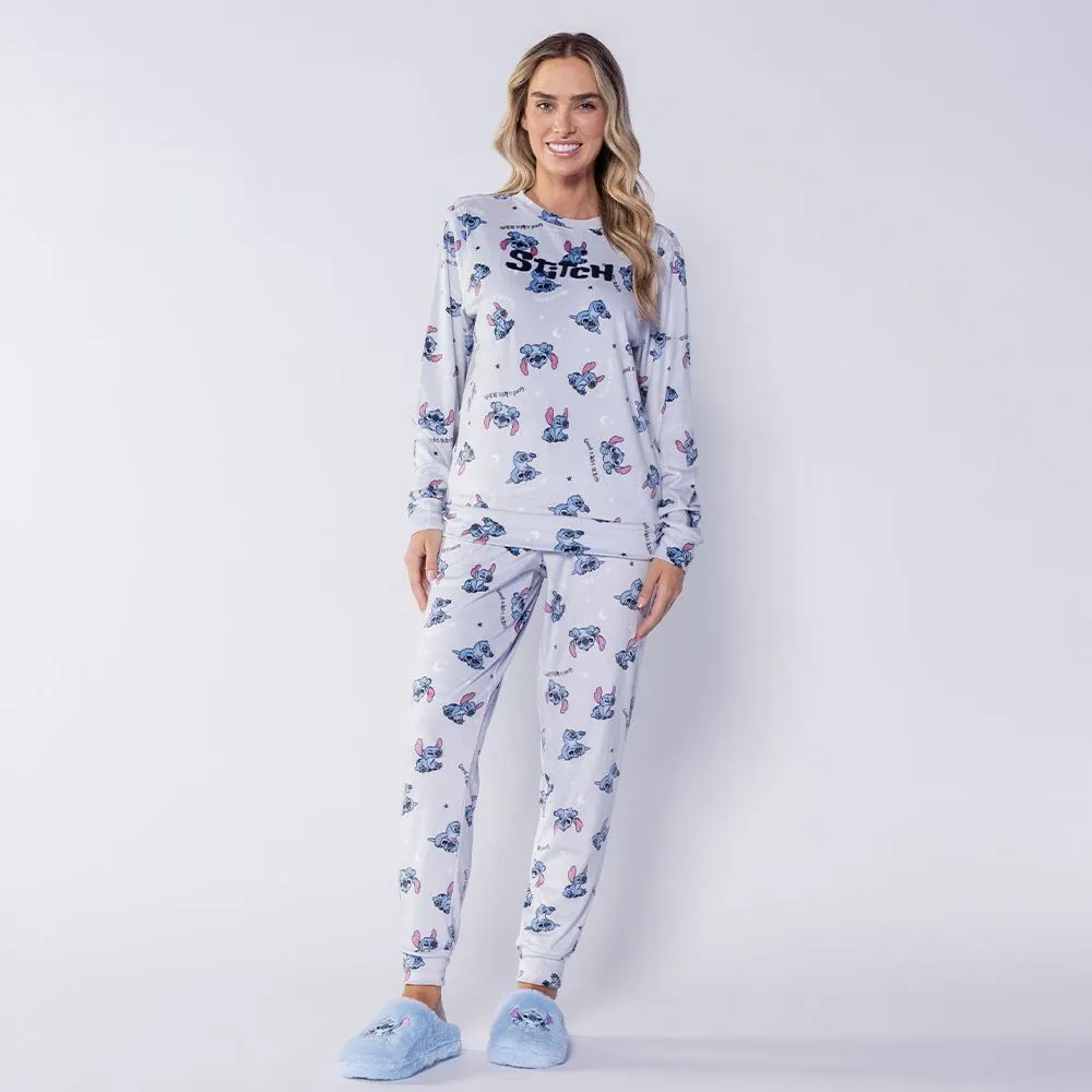 Pijama Feminino Longo em Plush Disney Stitch