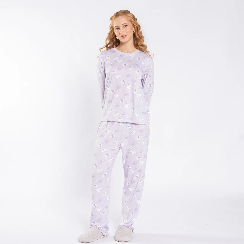 Pijama Feminino Longo Peletizado Camila Moretti Azul Camarada