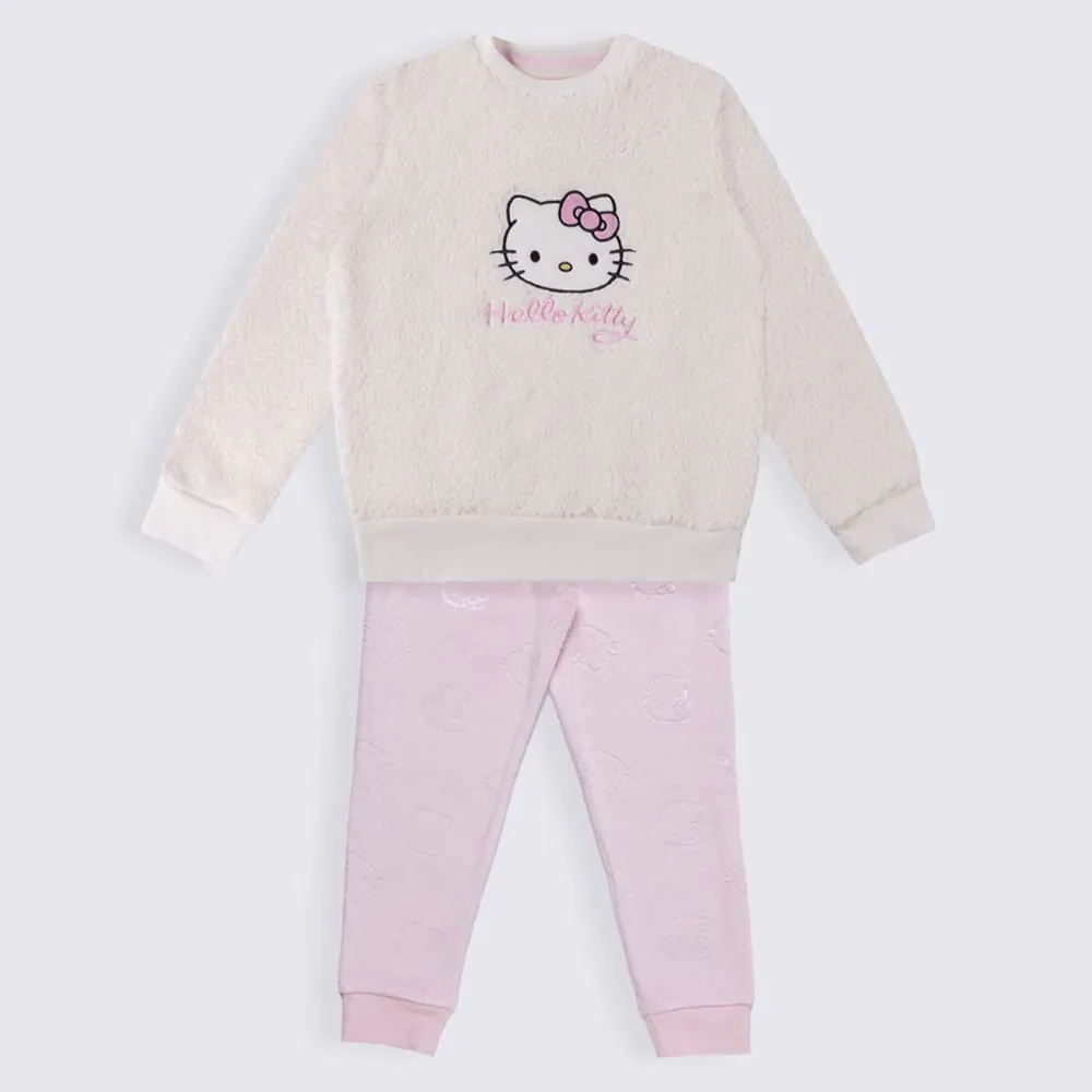Pijama Infantil Menina 4 a 10 Anos Longo em Sherpa Sanrio Hello Kitty