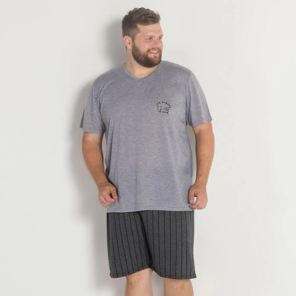 Pijama Masculino com Listrado Marc Alain Mescla