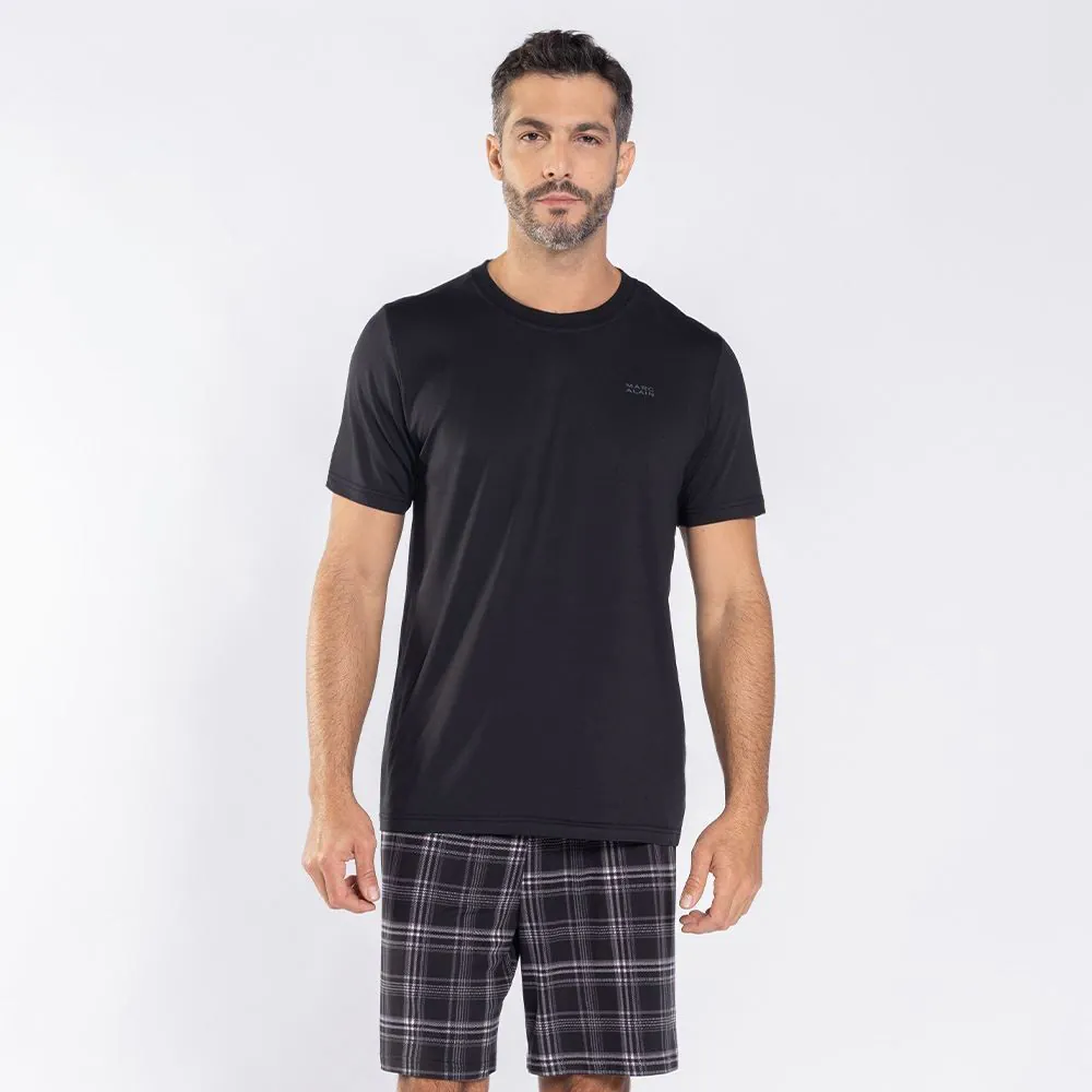 Pijama Masculino Curto Peletizado Marc Alain Preto