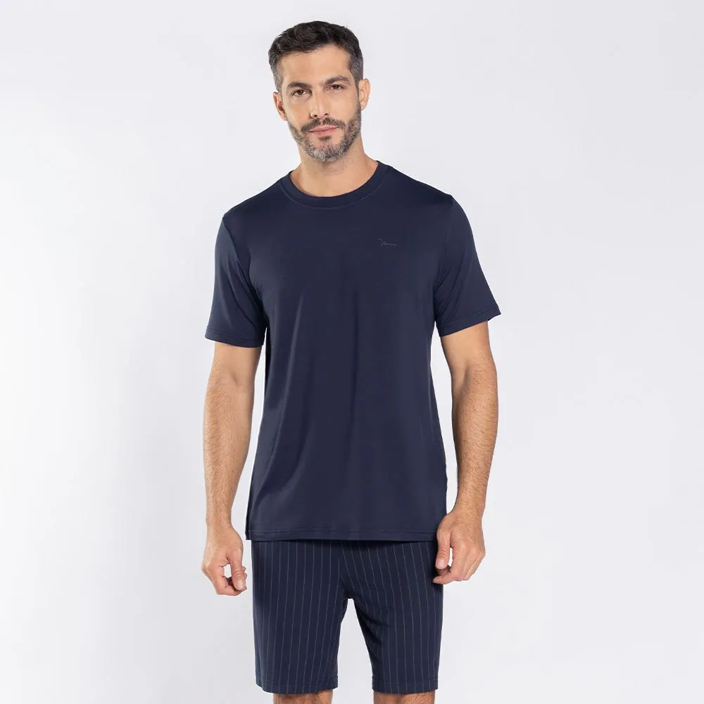 Pijama Masculino Curto Peletizado Marc Alain Azul