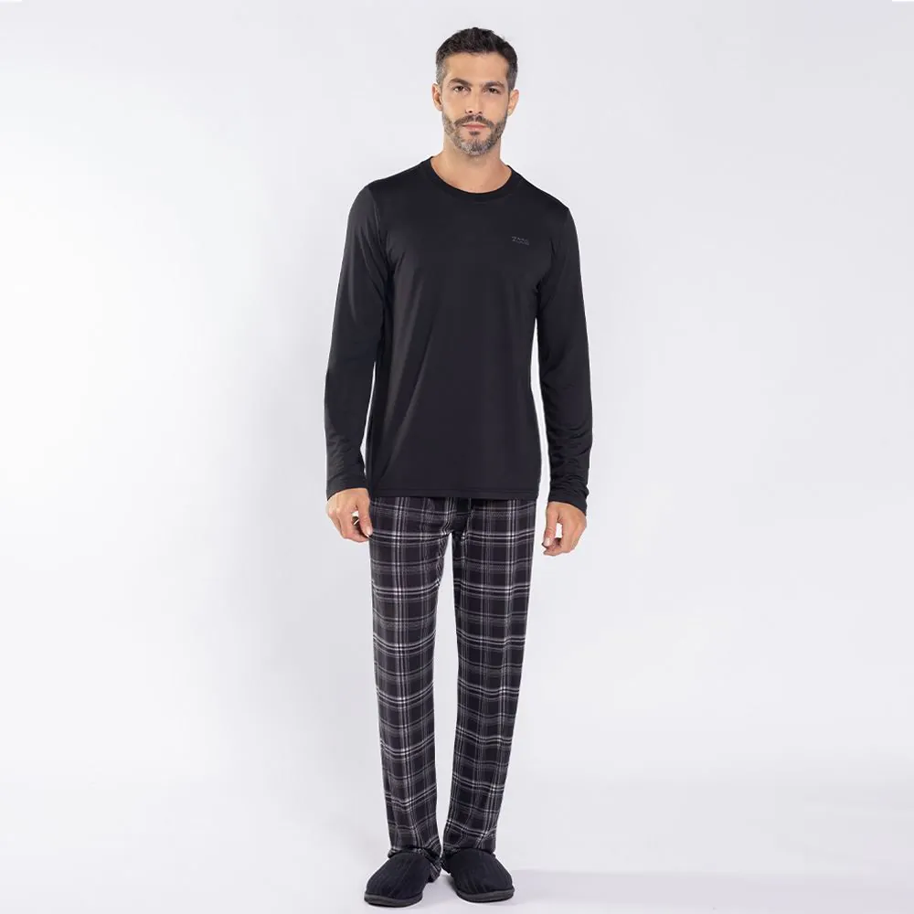 Pijama Masculino Longo Peletizado Marc Alain Preto