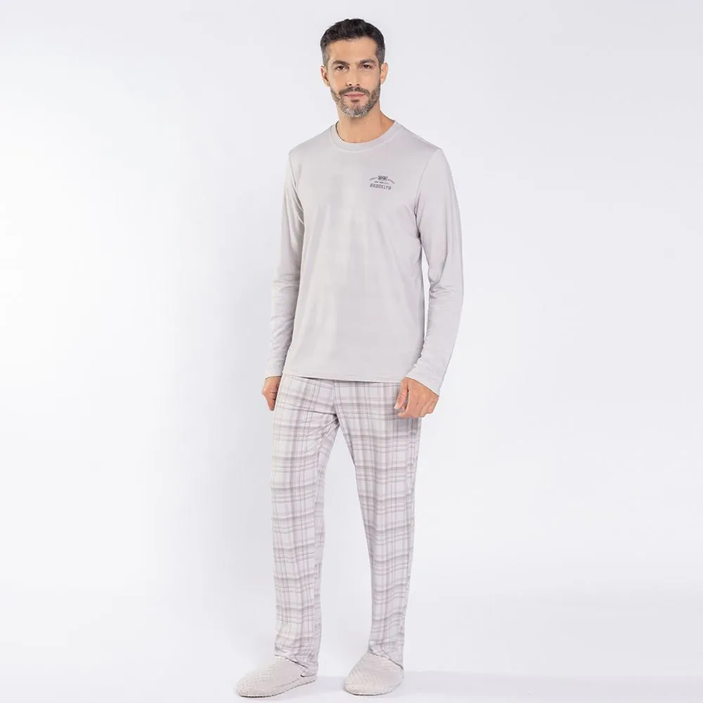 Pijama Masculino Longo Peletizado Marc Alain Cinza