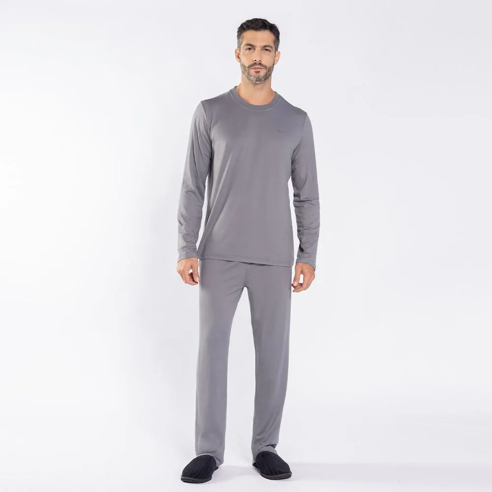 Pijama Masculino Longo Peletizado Marc Alain Cinza