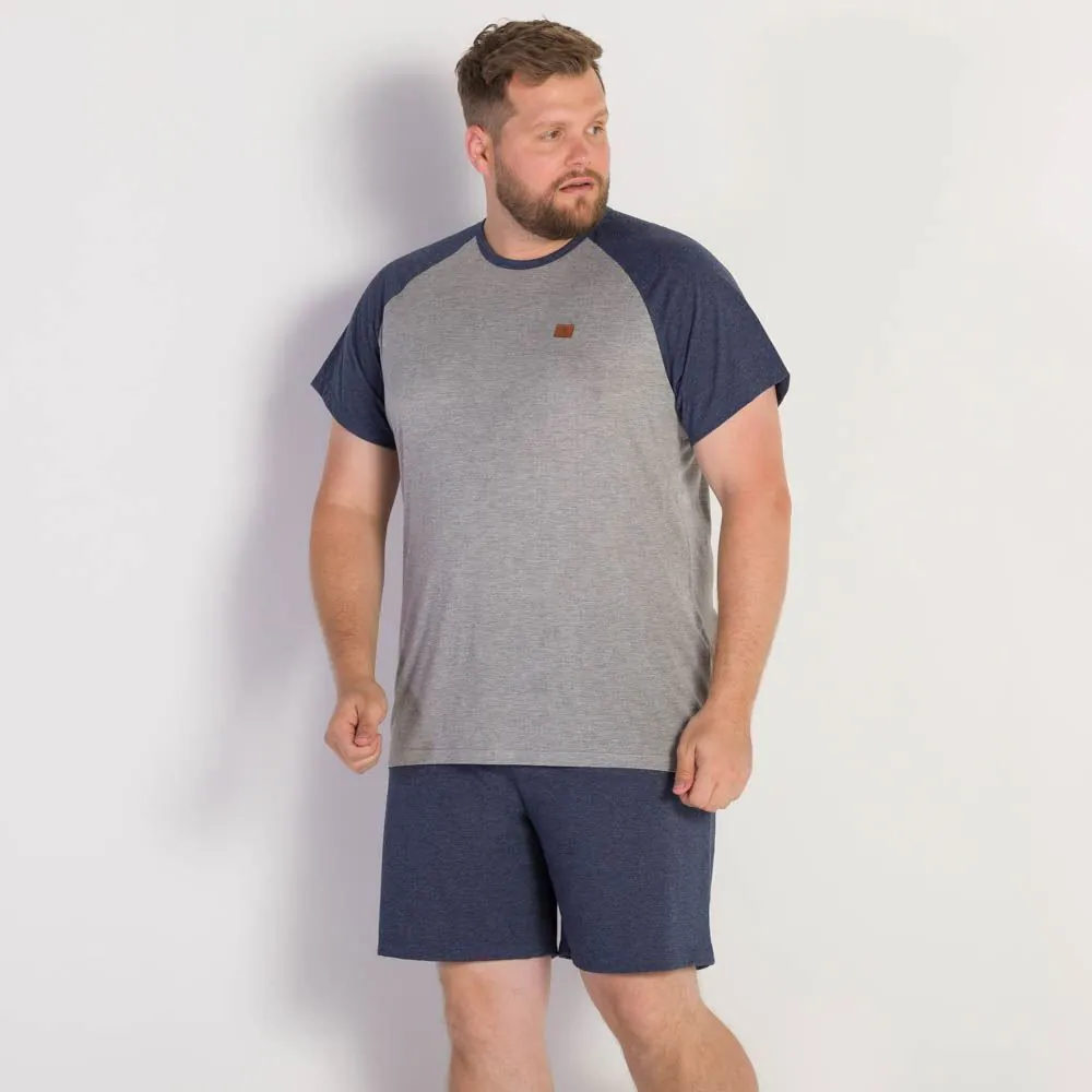 Pijama Masculino Mangas Raglan Marc Alain Plus Mescla