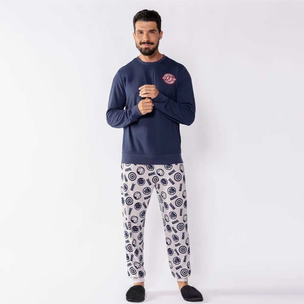 Pijama Masculino Longo Peletizado Marvel Avengers