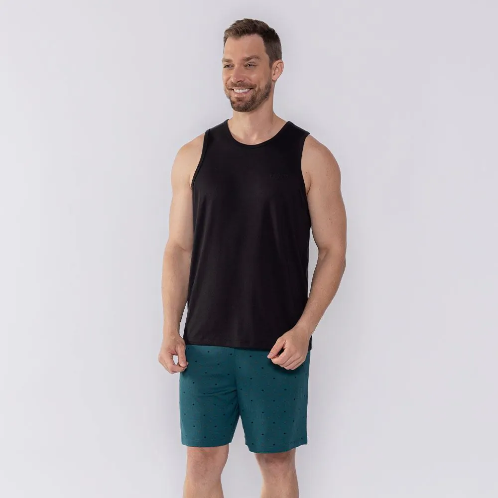 Pijama Masculino Regata Curto Marc Alain Preto