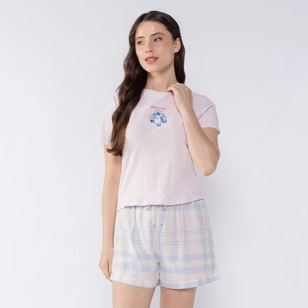 Pijama Stitch Feminino Curto Disney Rosa
