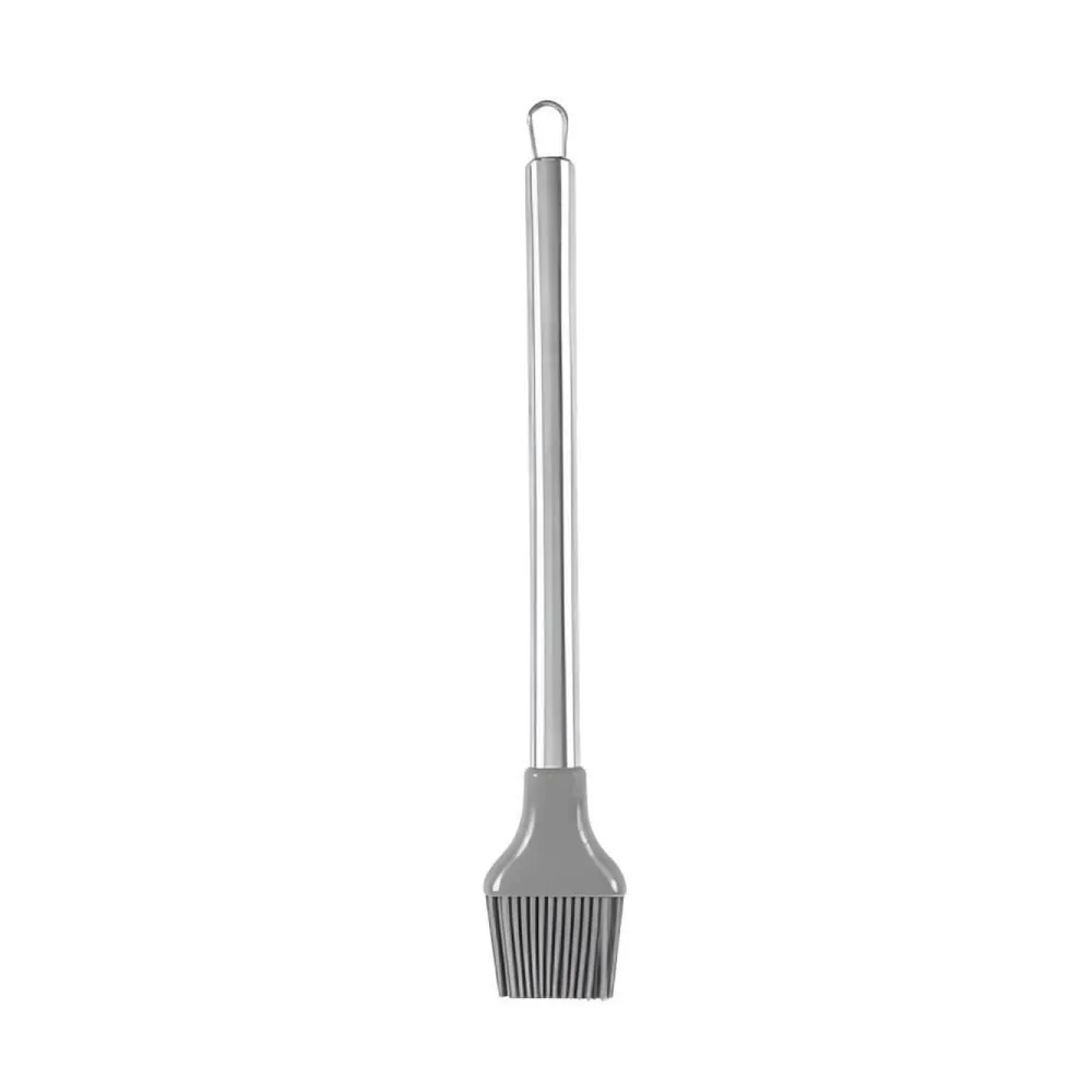 Pincel Culinário de Silicone Cabo Inox 31,5Cm - Cinza