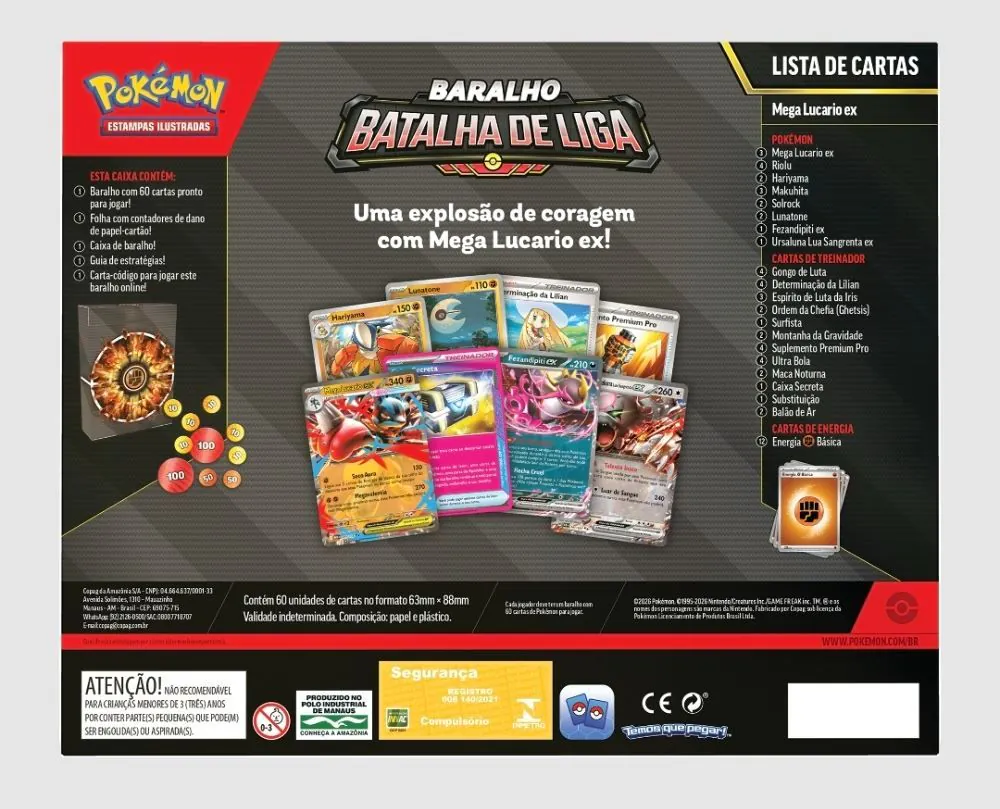 Pokémon Deck Batalha de Liga Mega Lucario Ex Copag