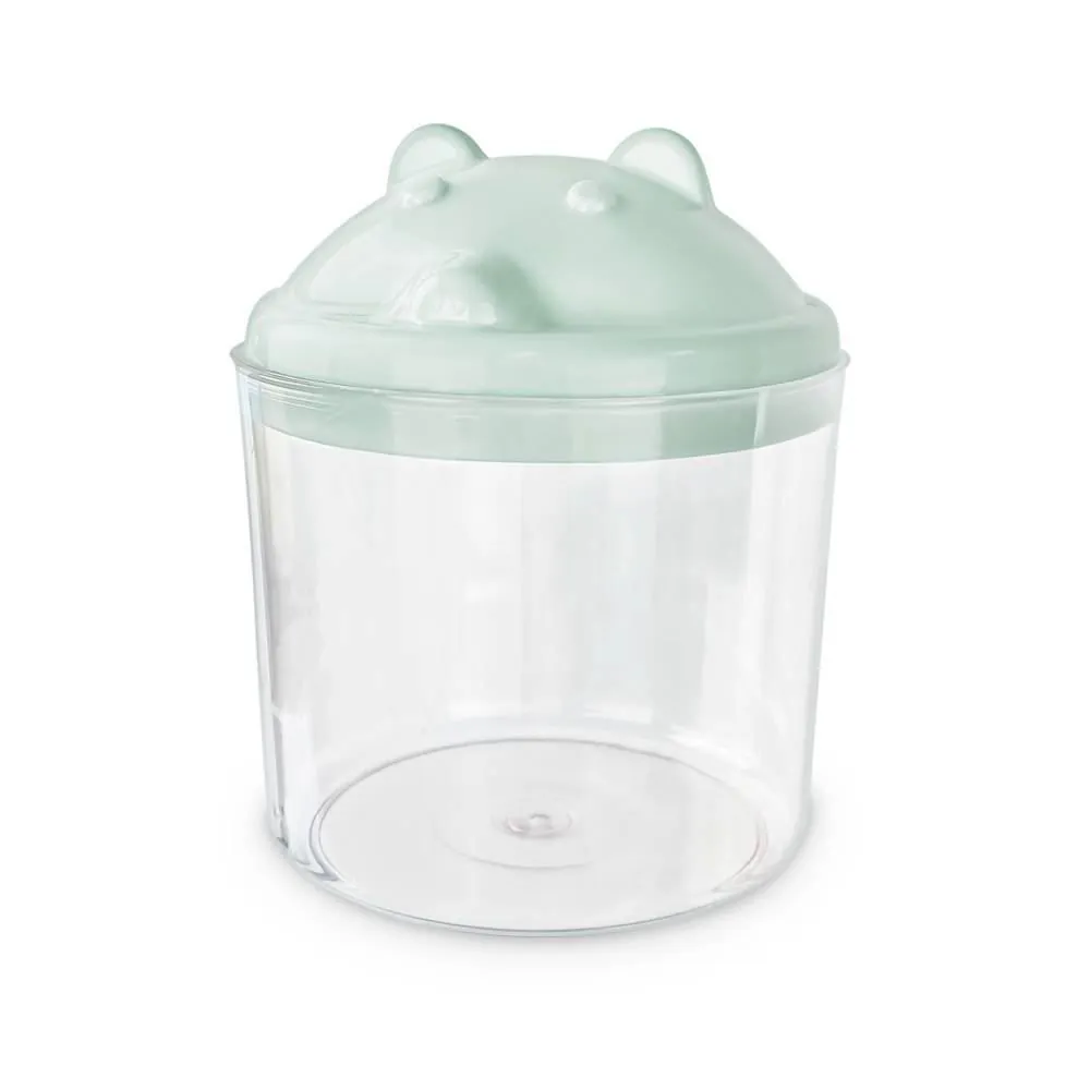 Porta Cotonete Urso Transparente Baby - Verde