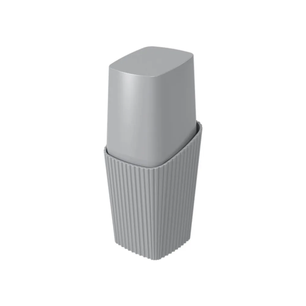 Porta Escova Dental com Tampa New Square 20,8Cm - Cinza