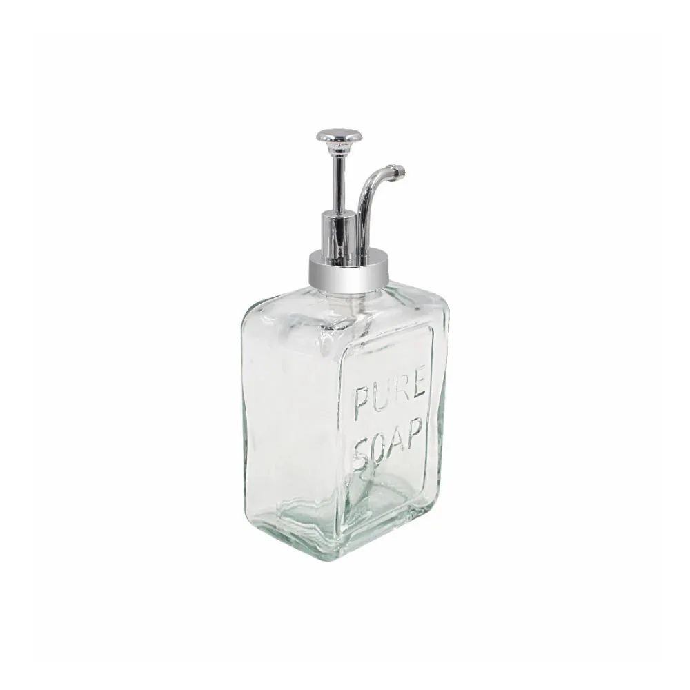 Porta Sabonete Líquido de Vidro Quadrado 570 ml - Transparente