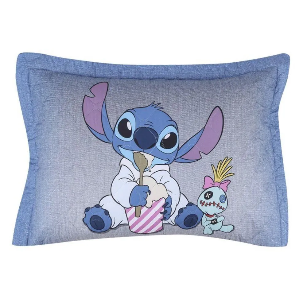 Porta Travesseiro Infantil Estampado Disney Hedrons - Stitch Relax