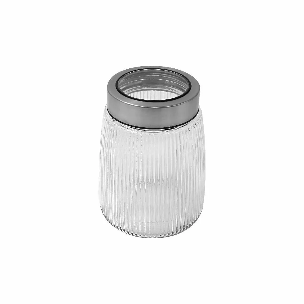 Pote Canelado com Tampa de Metal 1,3 Litros - Transparente