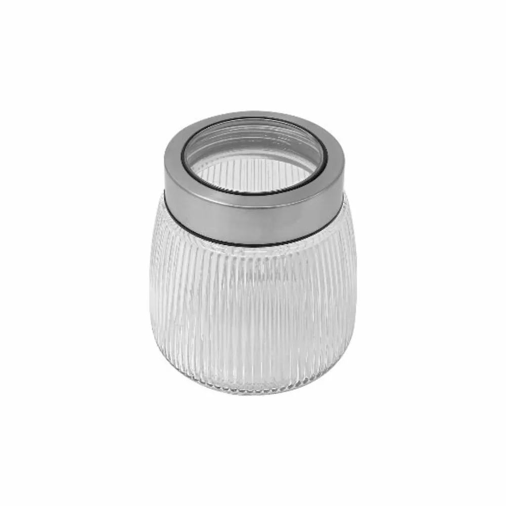 Pote Canelado com Tampa de Metal 980 Ml - Transparente