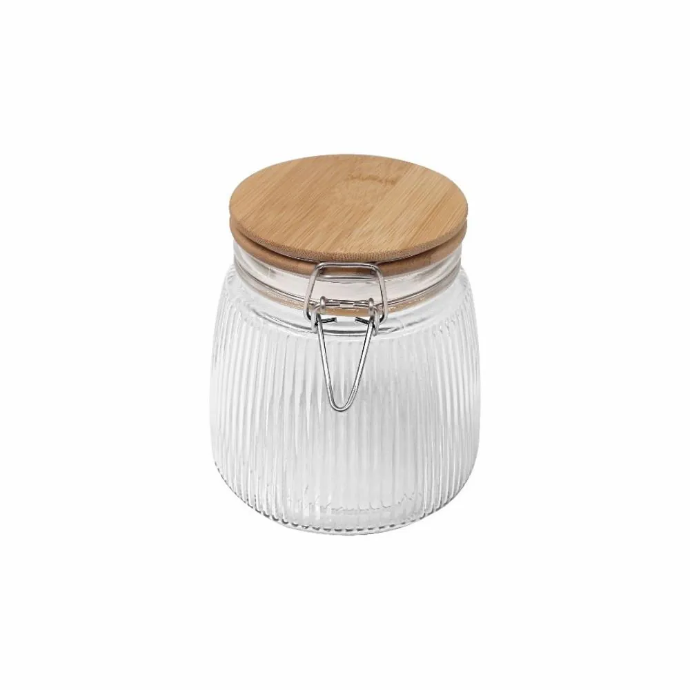 Pote Canelado com Tampa 800 Ml - Transparente