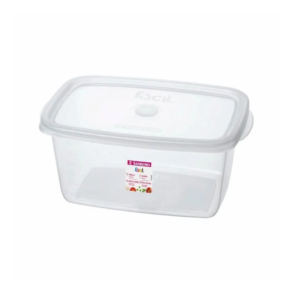 Pote de Plástico Retangular Fácil Sanremo 1,4L - Transparente
