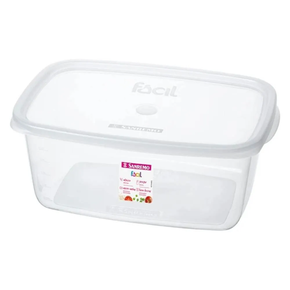 Pote de Plástico Retangular Fácil Sanremo 3,2L - Transparente