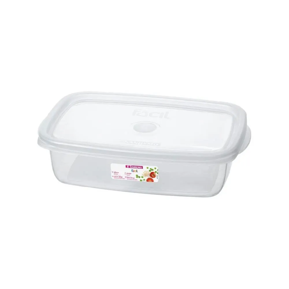 Pote de Plástico Retangular Fácil Sanremo 785Ml - Transparente