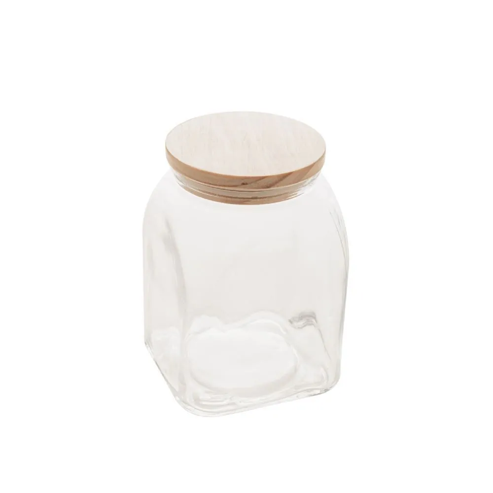 Pote de Vidro com Tampa de Bambu Lyor 1 Litro - Transparente