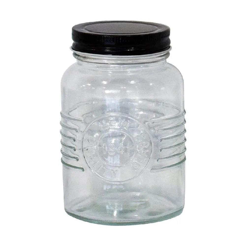 Pote de Vidro com Tampa de Metal Dynasty 600Ml - Preto