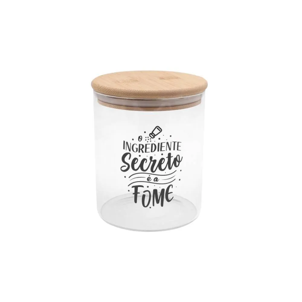 Pote de Vidro com Tampa em Bambu 950Ml