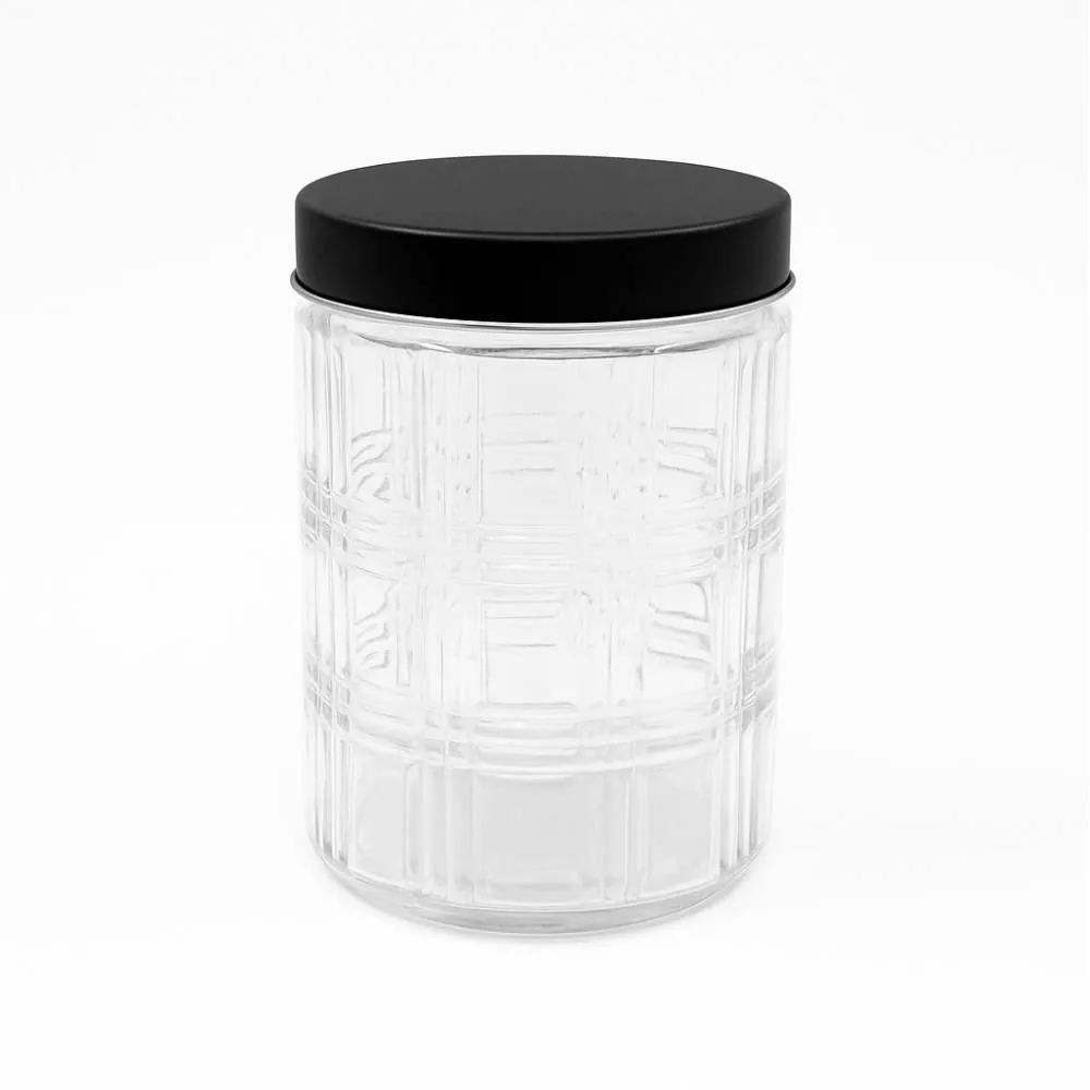 Pote de Vidro com Tampa 1,2 Litro - Preto