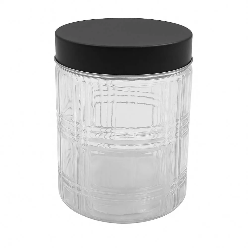 Pote de Vidro com Tampa 850Ml - Preto
