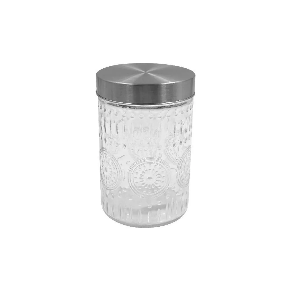 Pote de Vidro com Tampa Inox 1,2 Litros Mandala