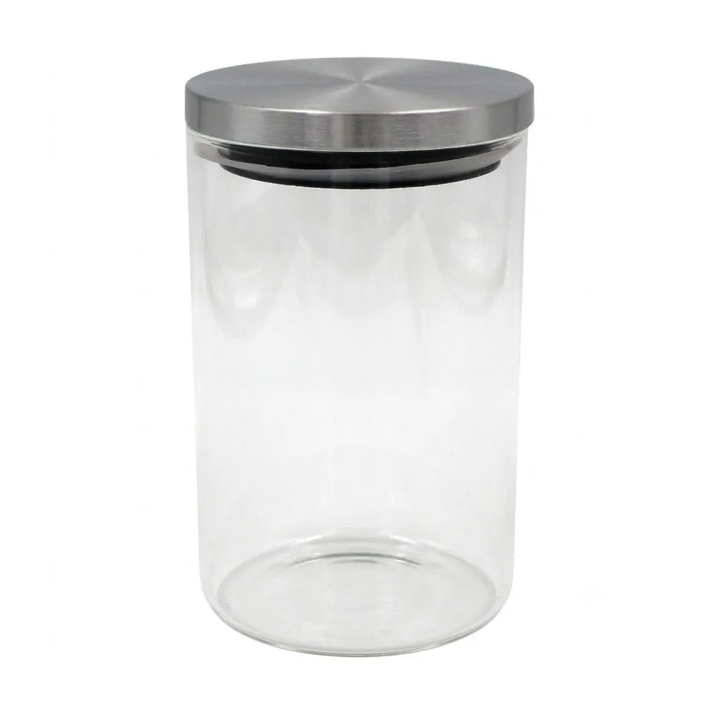 Pote de Vidro com Tampa Inox 1 Litro Inga Import - Transparente
