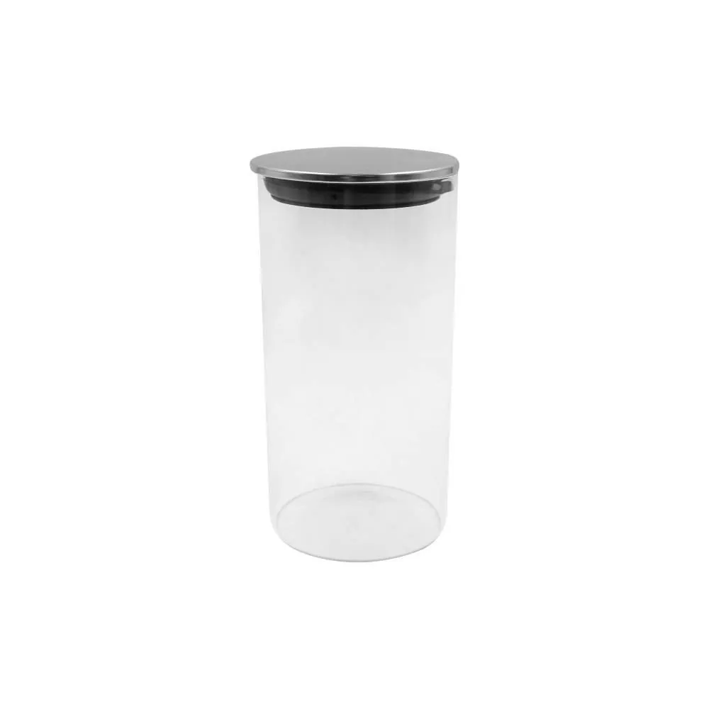 Pote de Vidro com Tampa Inox 1,2 Litros - Transparente
