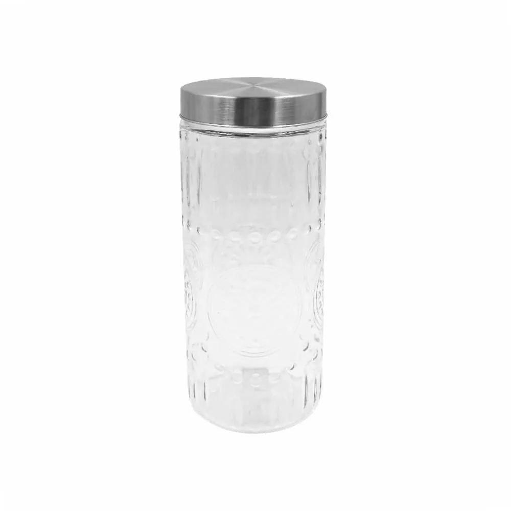 Pote de Vidro com Tampa Inox Mandala 1,7 Litros