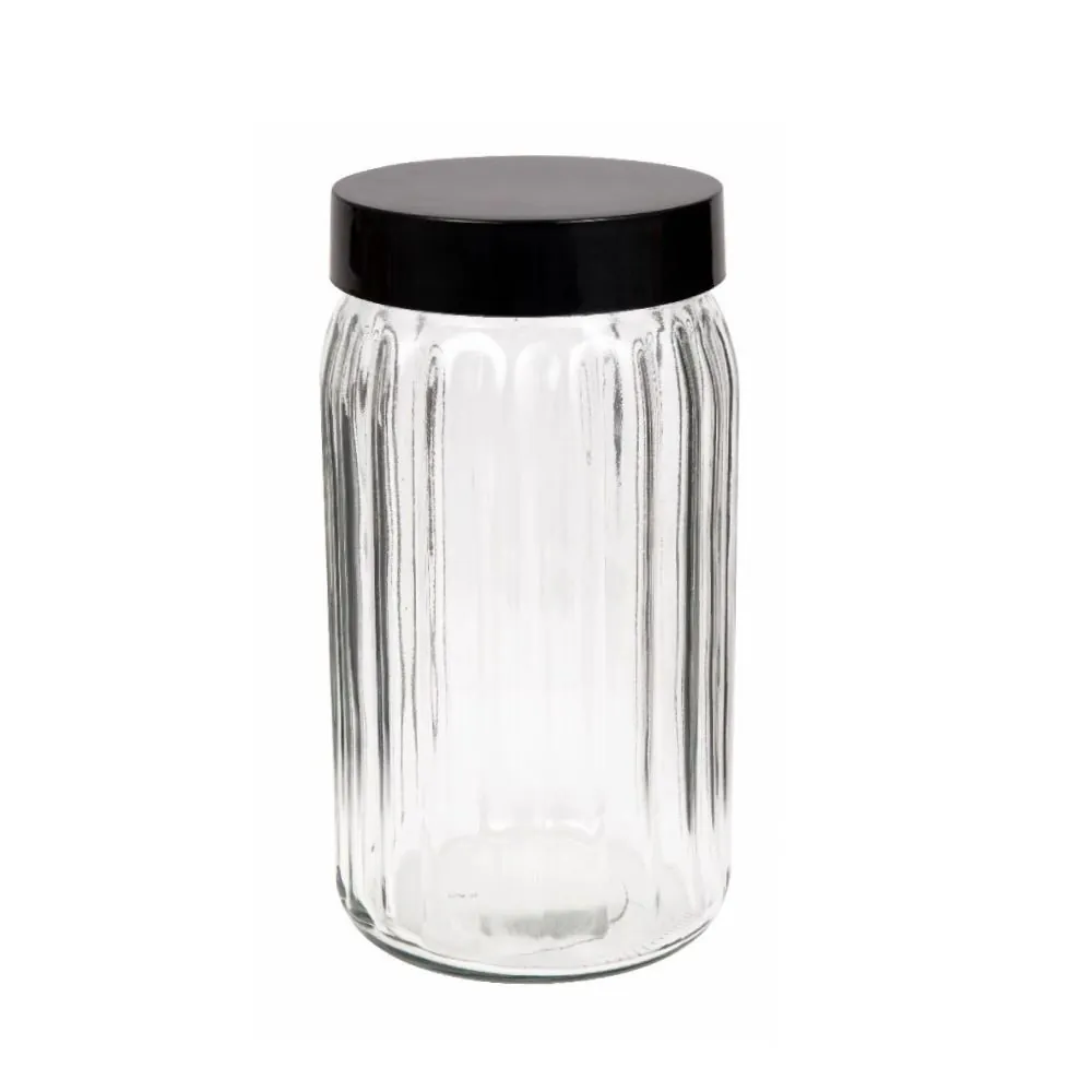 Pote de Vidro com Tampa Preta 2 Litros - Transparente