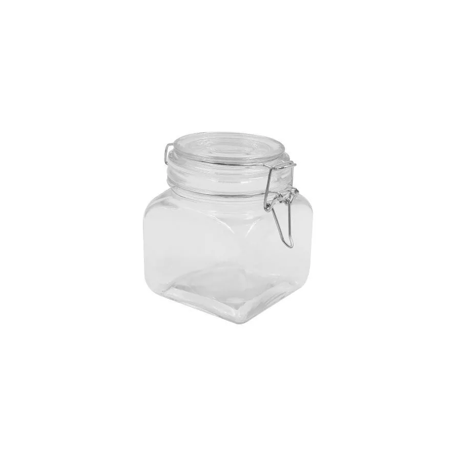 Pote de Vidro Hermético Quadrado com Tampa 450Ml