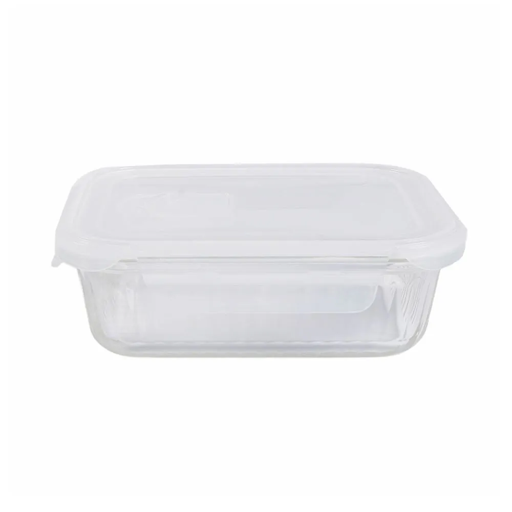 Pote de Vidro Hermético Retangular Canelado 370Ml - Transparente