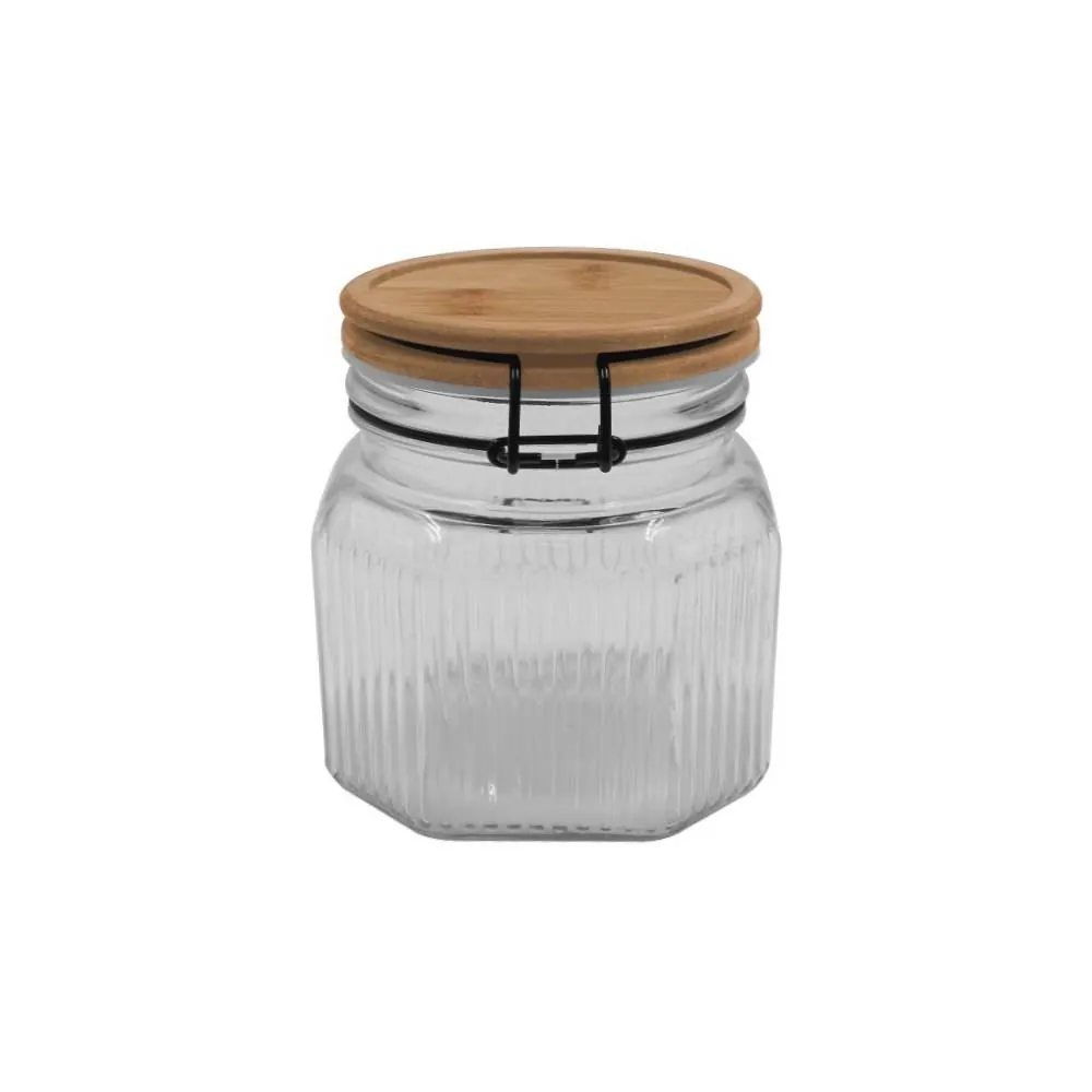 Pote Hermético com Tampa de Bambu 800Ml - Vidro