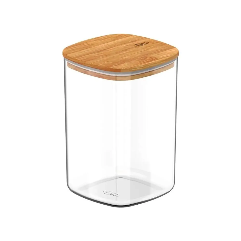 Pote Hermético Keep Ou 1L - Transparente e Bambu