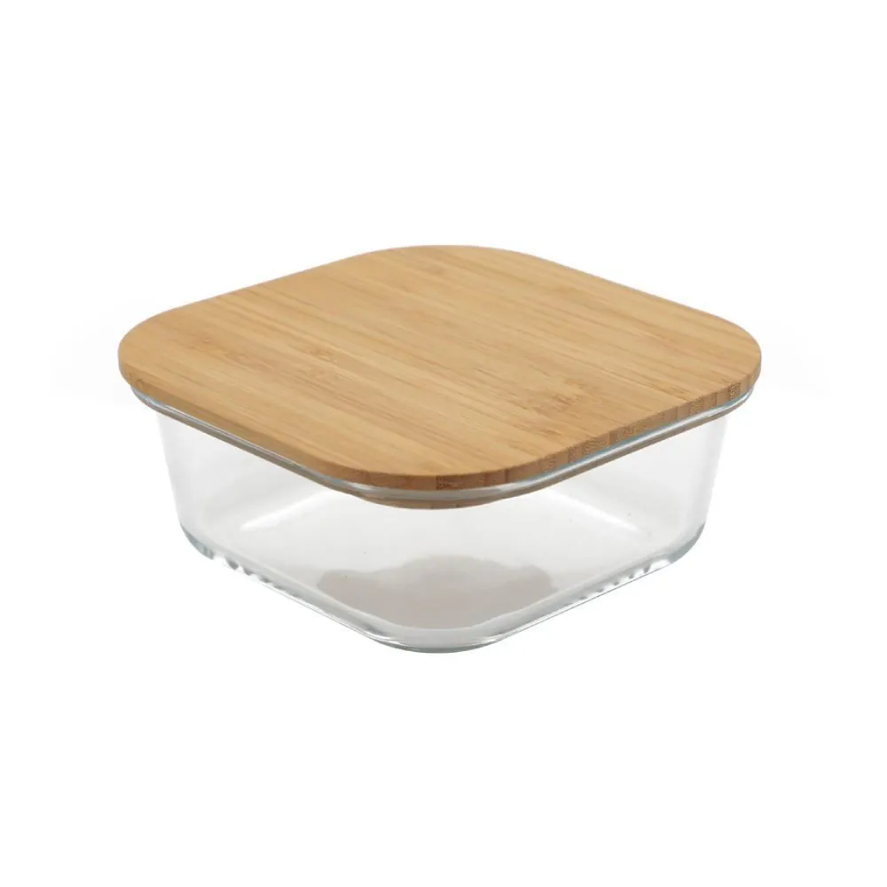 Pote Hermético Quadrado com Tampa Inga 800 Ml - Bambu