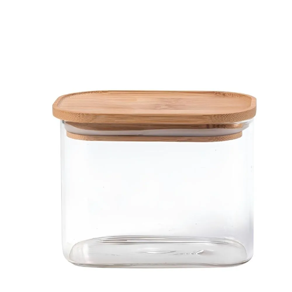 Pote Hermético Retangular com Tampa 630 ml - Bambu