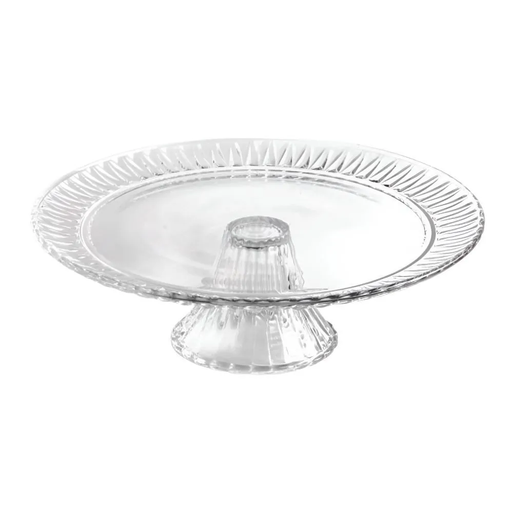 Prato de Bolo com Pé Radial Lyor 31,5Cm - Transparente