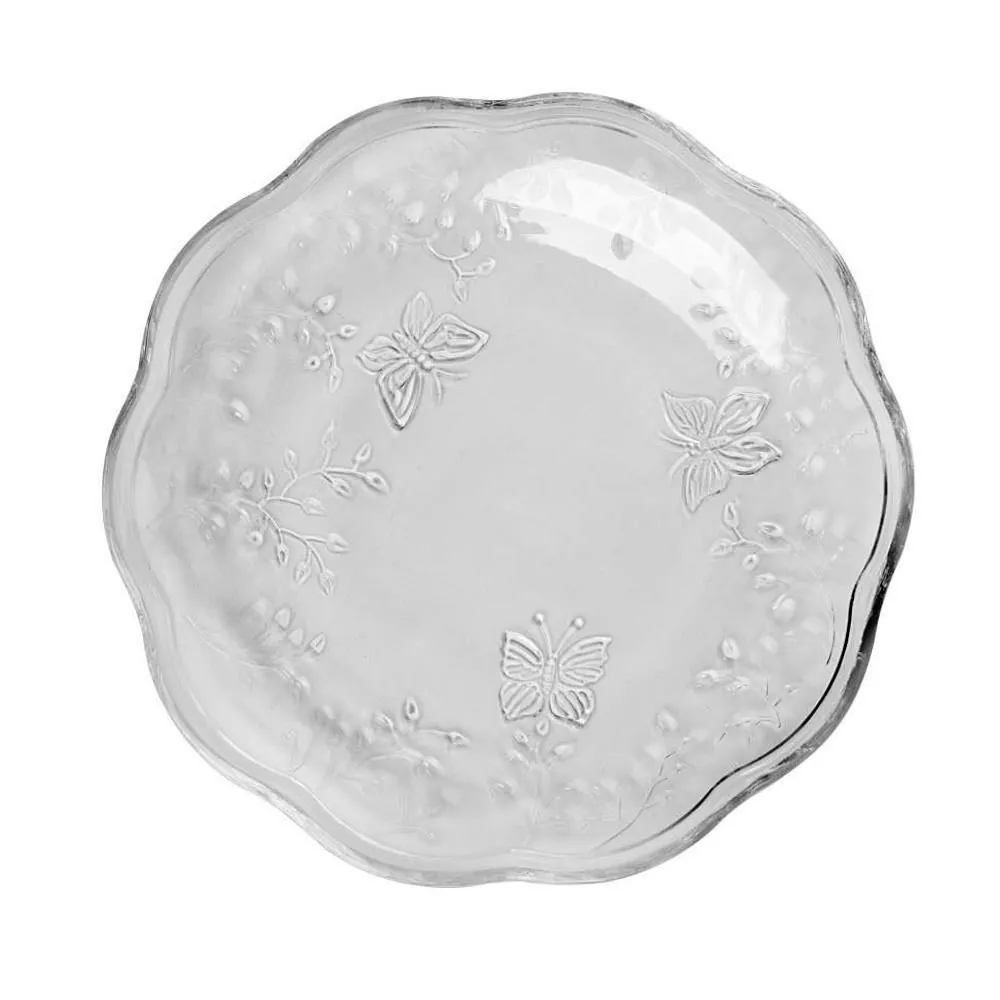 Prato de Sobremesa em Vidro New Butterfly 20Cm Lyor - Transparente