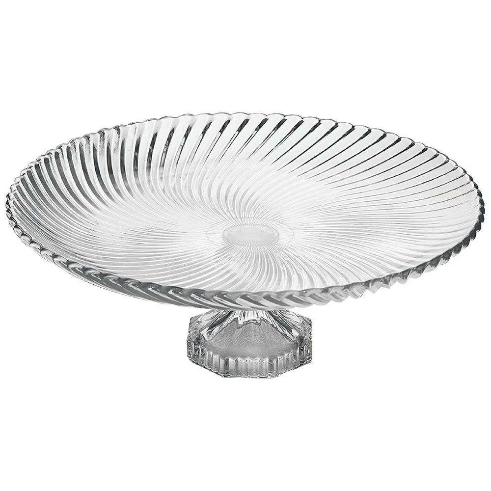 Prato de Vidro com Pé Vitrum em Casa Tem Glass 33Cm - Inga