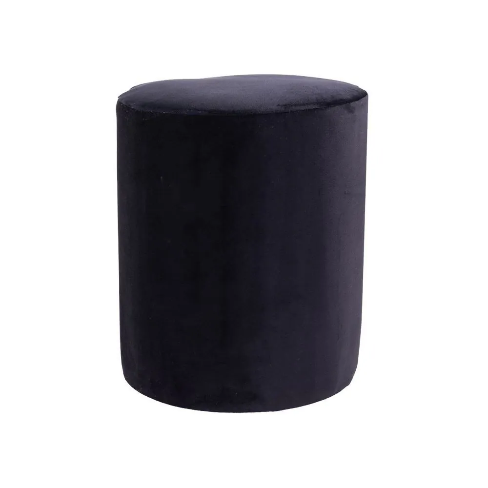 Puff Redondo Veludo Paris 37 cm - Preto
