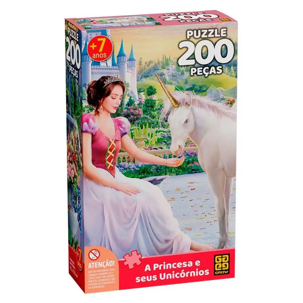 Quebra-Cabeça 200 Peças a Princesa e Seus Unicórnios Grow - 04243