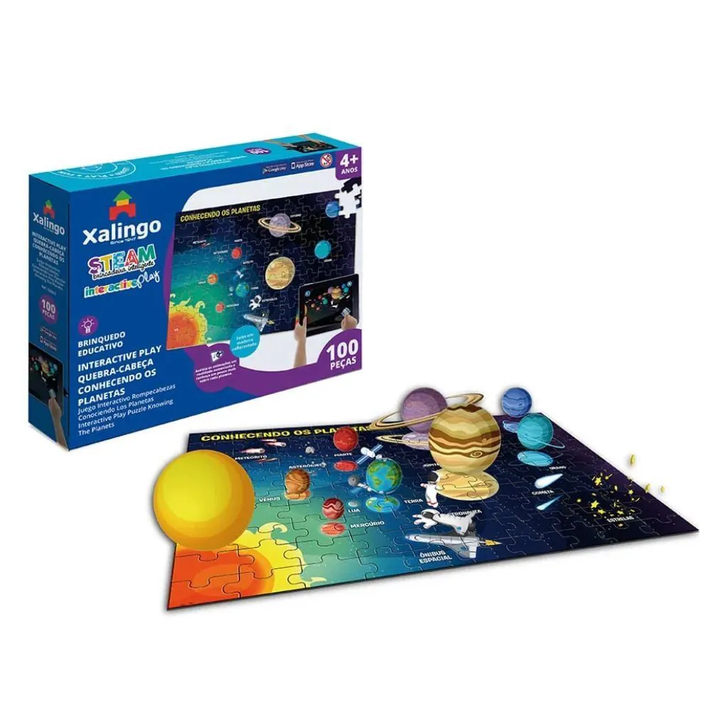 Quebra-Cabeça Interactive Play Planetas 100 Peças Xalingo - 5326.5