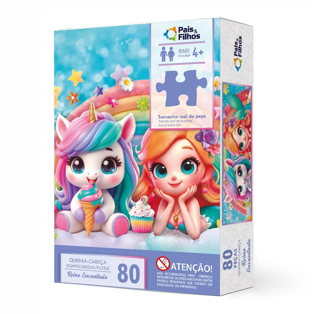 Quebra-Cabeça Mundo Encantado 80 Peças Pais & Filhos - 792988