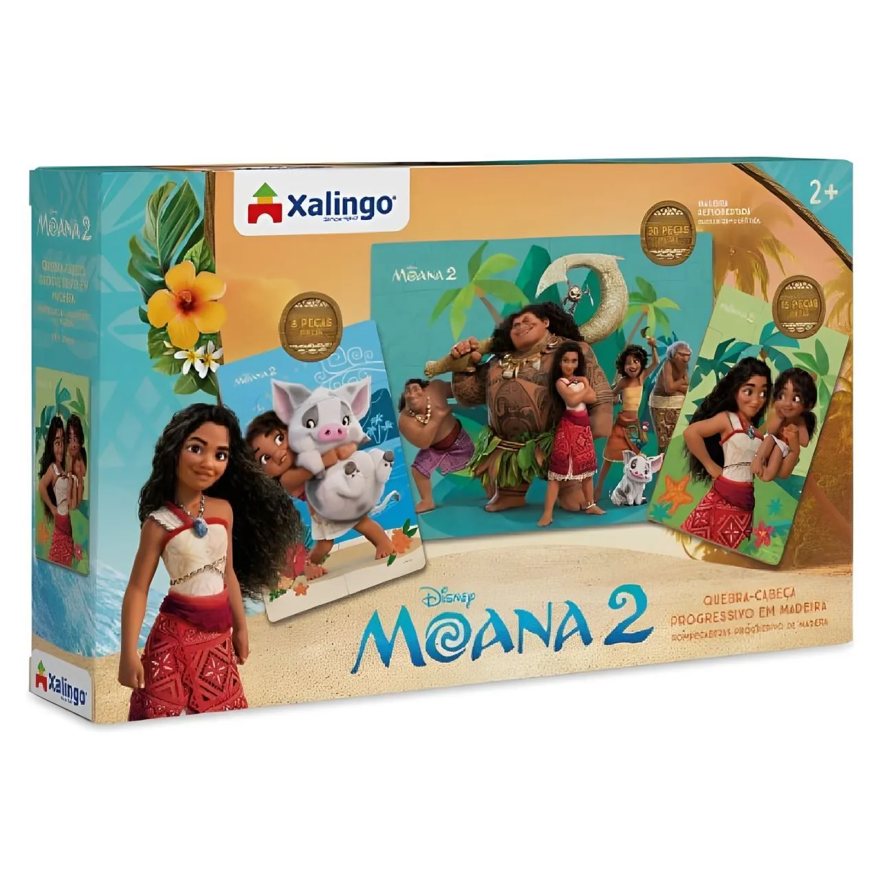 Quebra-Cabeça Progressivo 3 em 1 Moana 2 Xalingo - 1649.8
